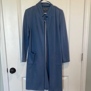 One by chapter one Blue Women's Business Casual Trench Coat Size Medium